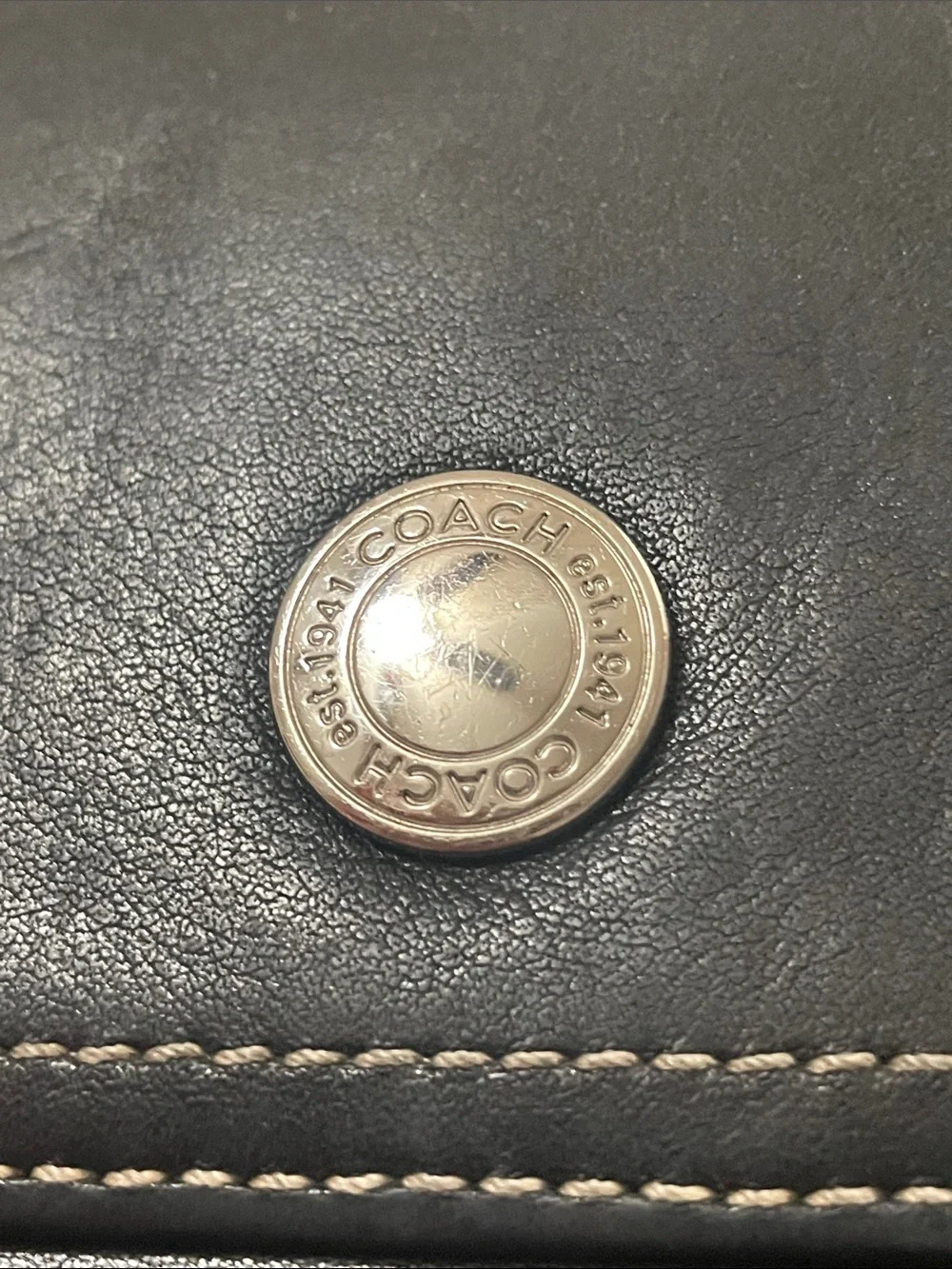 Coach Black Leather Wallet with Contrast Stitching